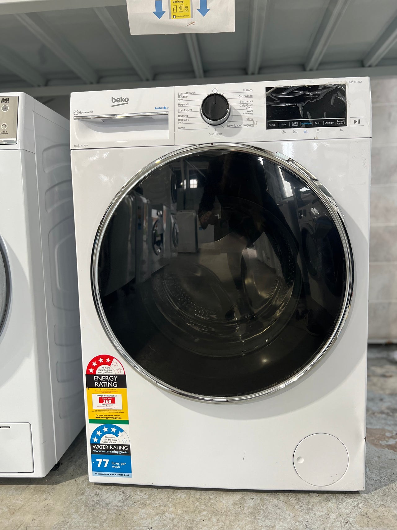 Second hand Beko 9kg Front Load Washing Machine with Autodose and Steam Model: BFLB902ADW - Second Hand Appliances Geebung