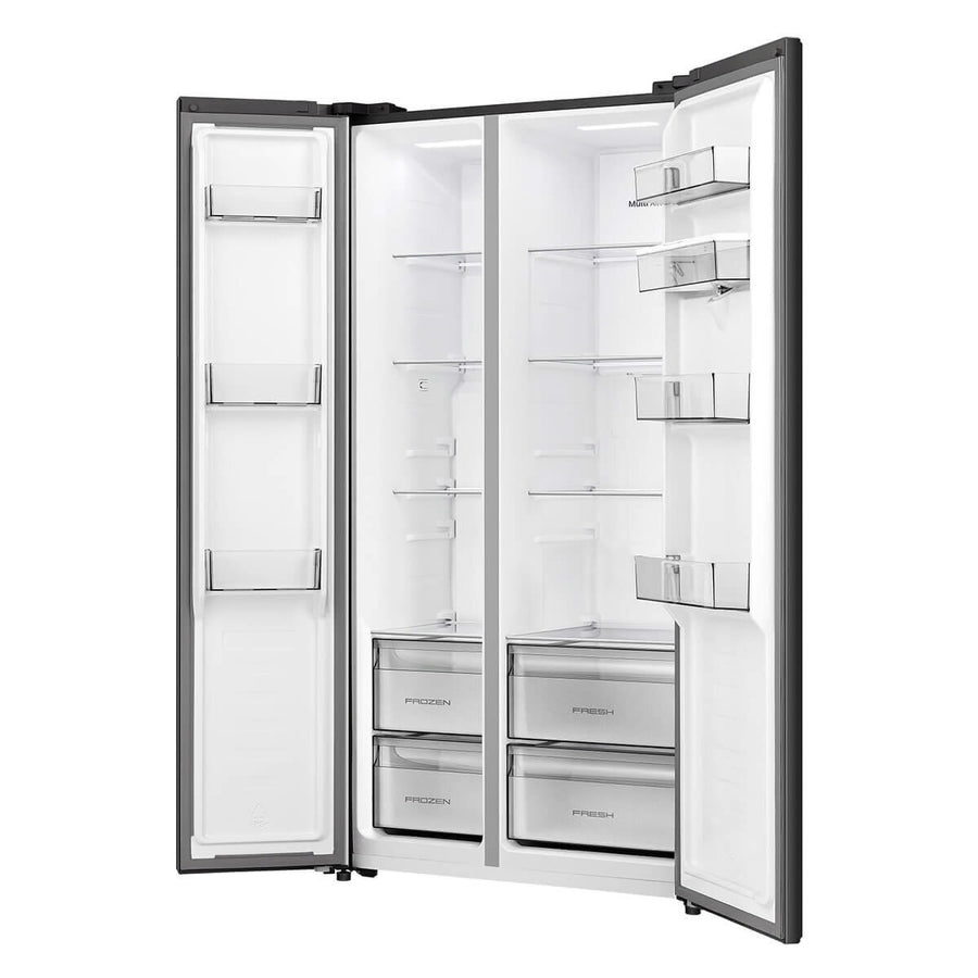 Factory second/Carton damaged Hisense 541L PureFlat Side by Side Fridge with Non-Plumbed Water Dispenser – Black Model: HRSBS540BW - Second Hand Appliances Geebung
