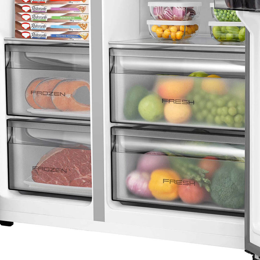 Factory second/Carton damaged Hisense 541L PureFlat Side by Side Fridge with Non-Plumbed Water Dispenser – Black Model: HRSBS540BW - Second Hand Appliances Geebung