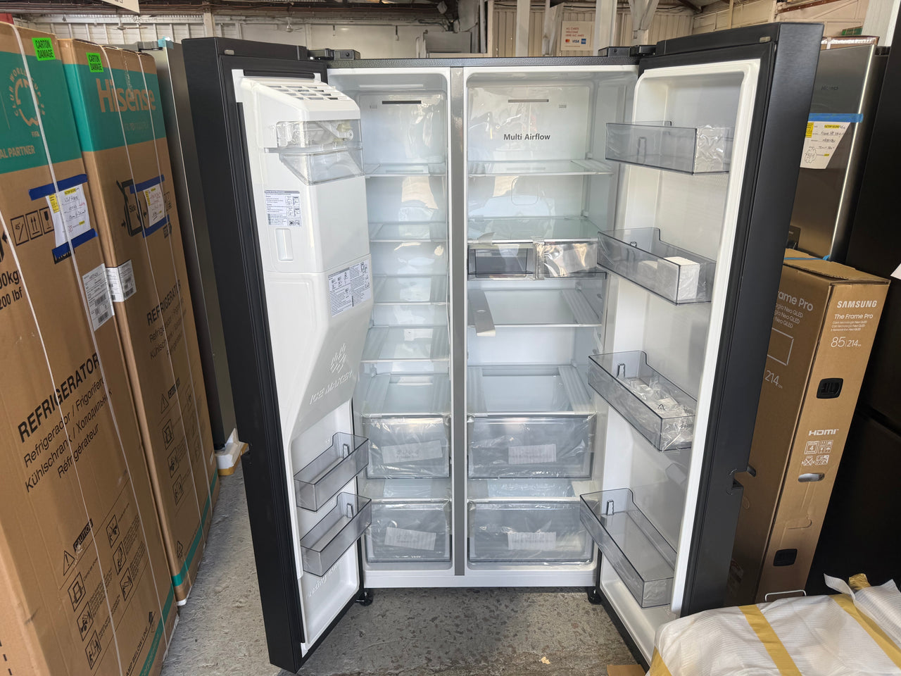 Buy Factory second/Carton damaged Hisense 632 L Side-by-Side Refrigerator – Black Steel (HRSBS632BW) |  | [product_variant] | Second Hand Appliances Geebung Brisbane