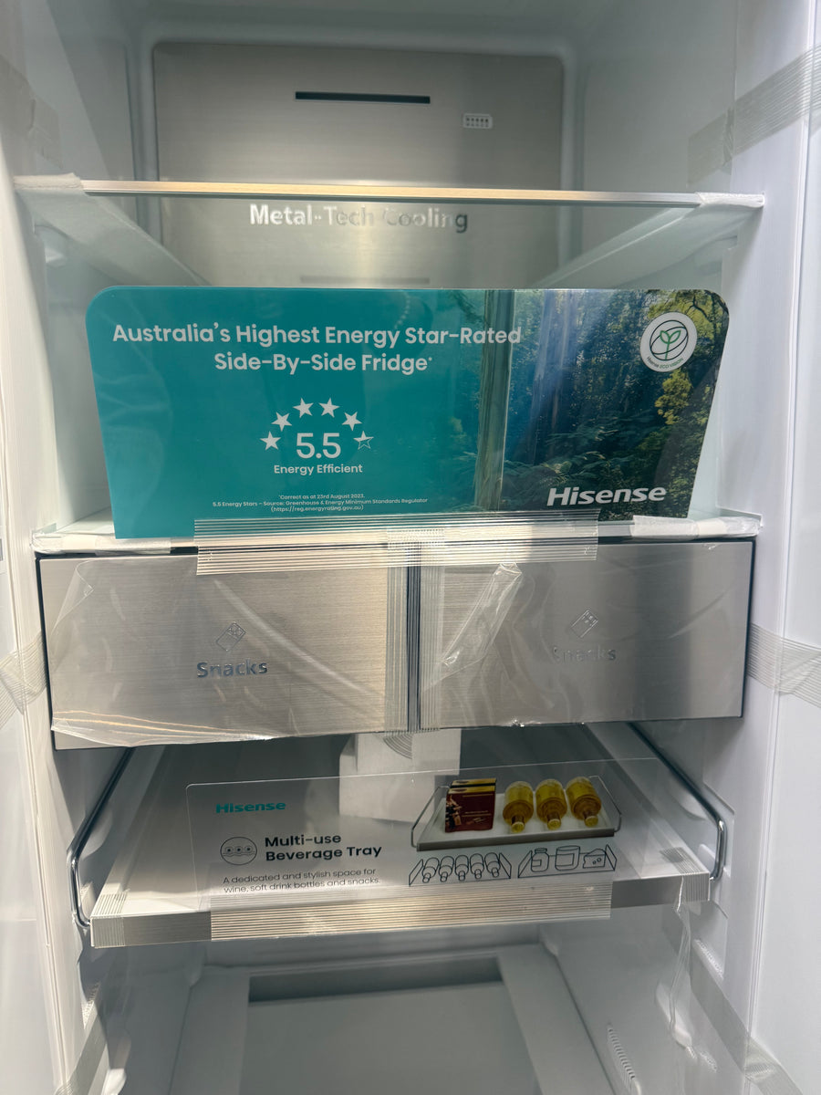Factory second/Carton damaged Hisense 652L PureFlat Side-by-Side Refrigerator – Black Steel HRSBS652B - Second Hand Appliances Geebung