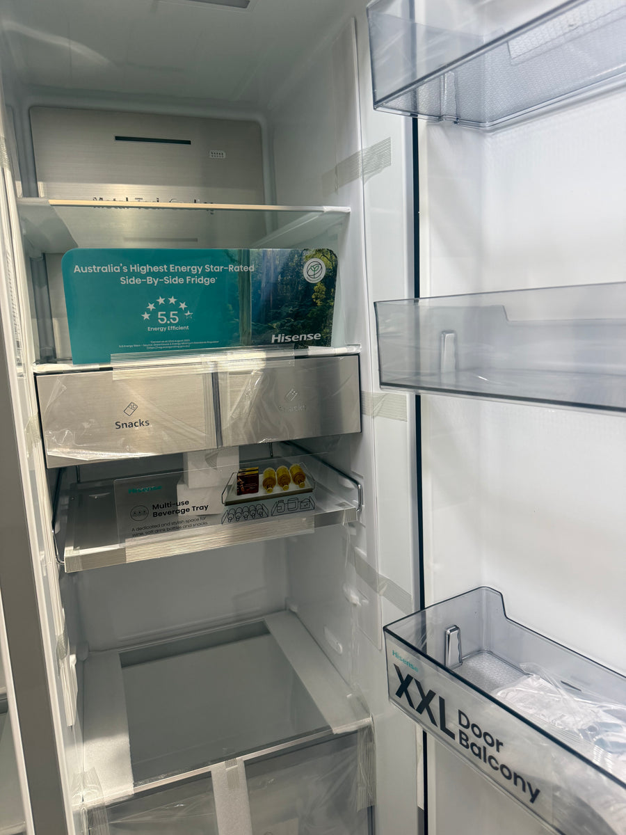 Factory second/Carton damaged Hisense 652L PureFlat Side-by-Side Refrigerator – Black Steel HRSBS652B - Second Hand Appliances Geebung
