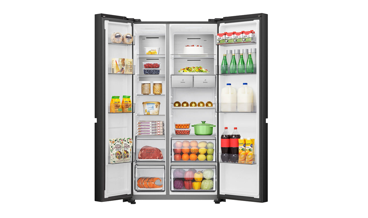 Factory second/Carton damaged Hisense 652L PureFlat Side-by-Side Refrigerator – Black Steel HRSBS652B - Second Hand Appliances Geebung