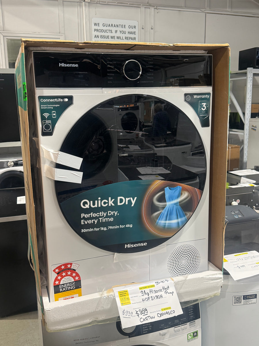 Factory second/Carton damaged Hisense HDF5I90H 9kg Heat Pump Dryer - Second Hand Appliances Geebung