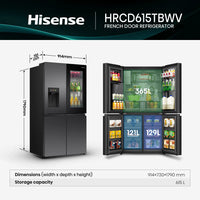 Thumbnail for Factory second/Carton damaged Hisense HRCD615TBWV 615L PureView French Door Fridge - Second Hand Appliances Geebung