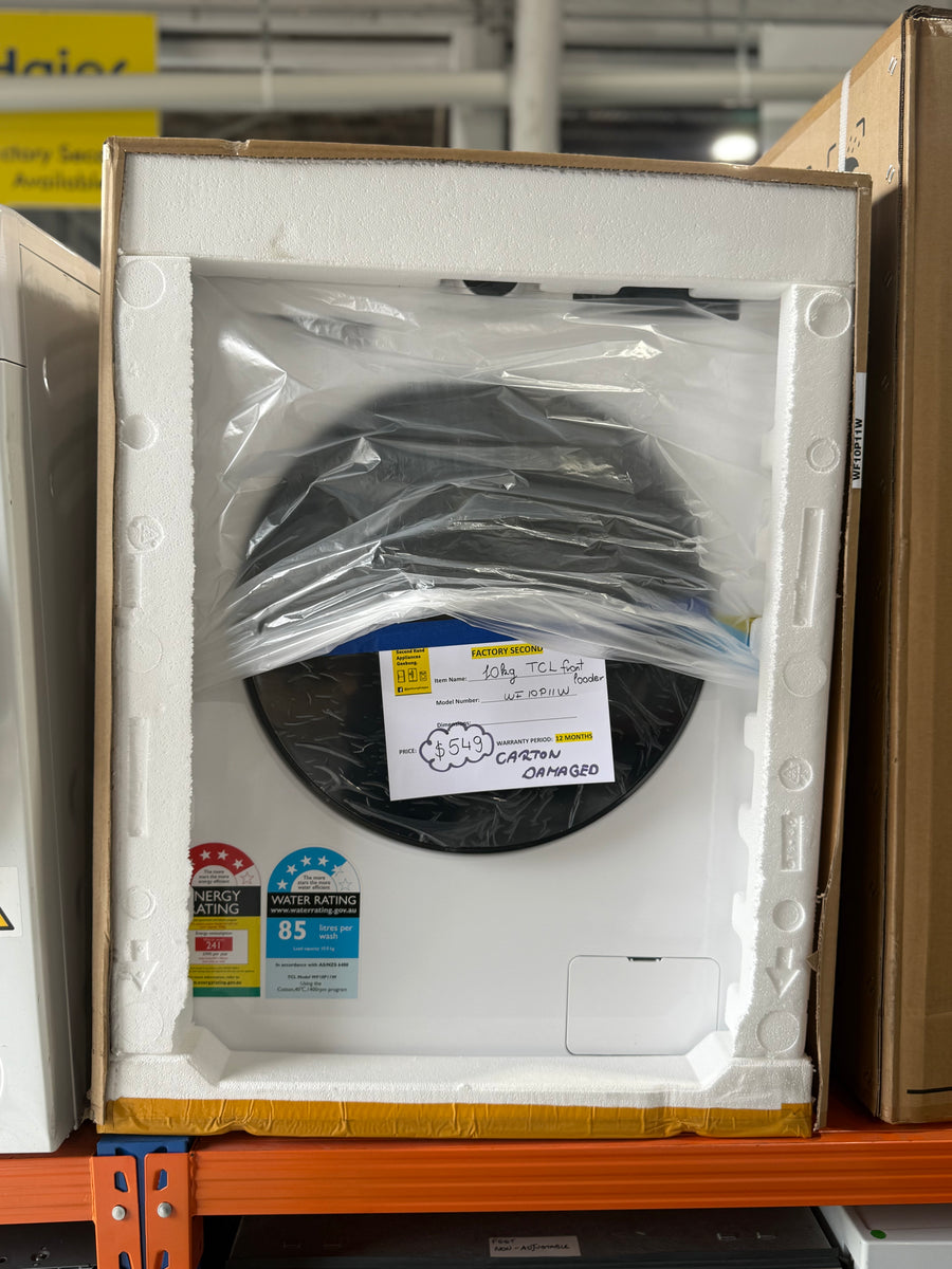 Factory second/Carton damaged TCL WF10P11W – 10 kg Front Load Washing Machine (White) - Second Hand Appliances Geebung