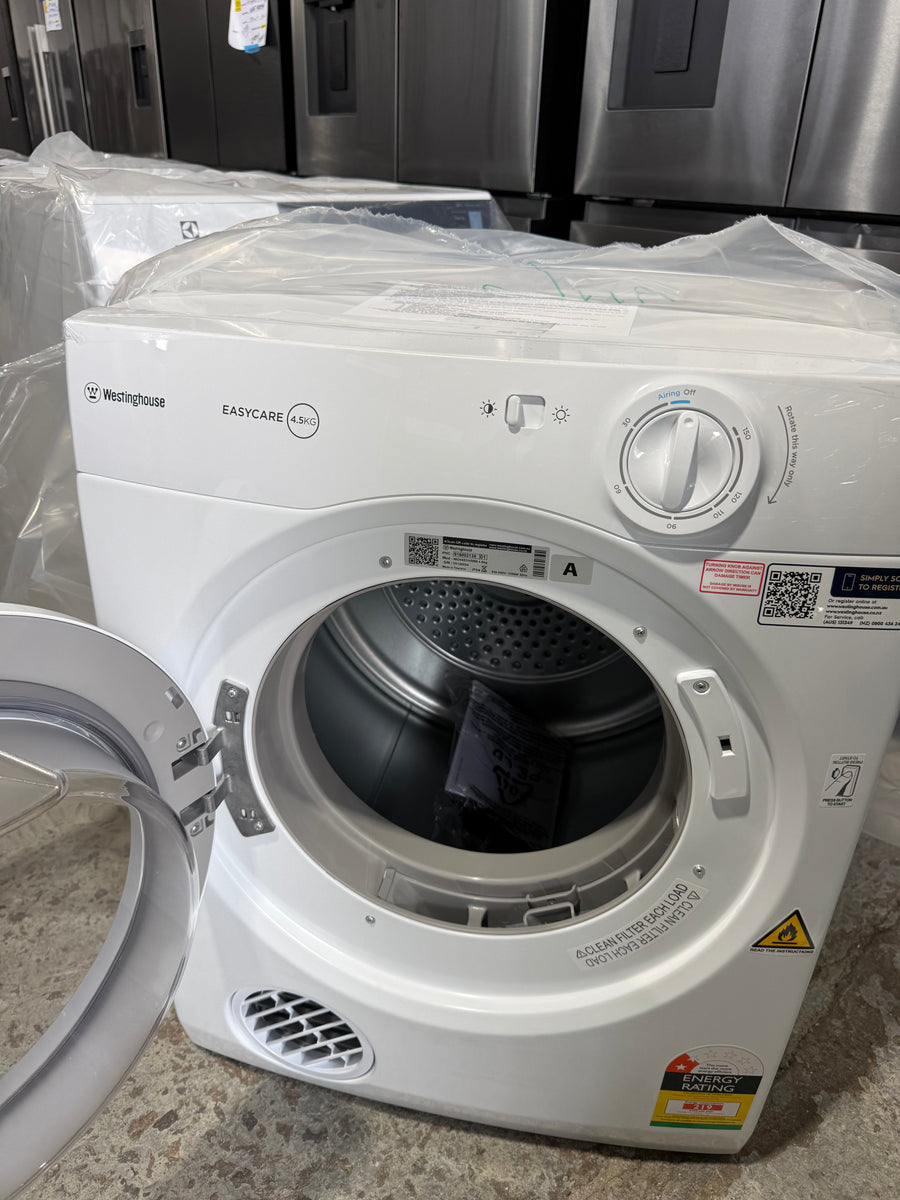 Factory second/Carton damaged Westinghouse 4.5kg Vented Clothes Dryer – White Model: WDV457H3WB - Second Hand Appliances Geebung