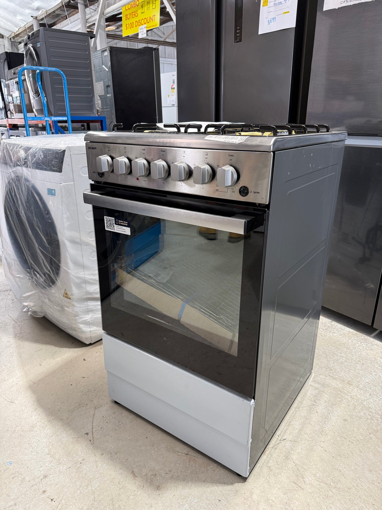 Factory second Chef 54cm Conventional Gas Stainless Steel Freestanding Oven CFG504SCH(NAT) - Second Hand Appliances Geebung