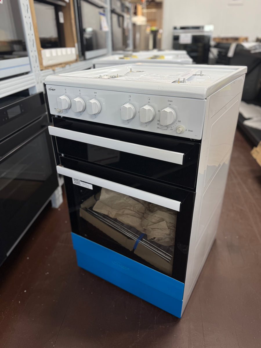 Factory second Chef 54cm Gas Freestanding Cooker CFG503WCH(NAT) - Second Hand Appliances Geebung