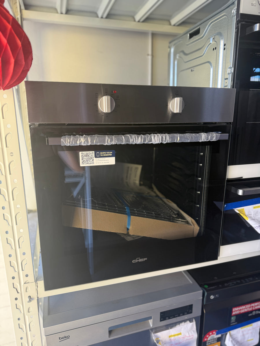 Factory second Chef 60cm Multi Function Fan Forced Electric Built-In Oven Model: CVE612SB - Second Hand Appliances Geebung