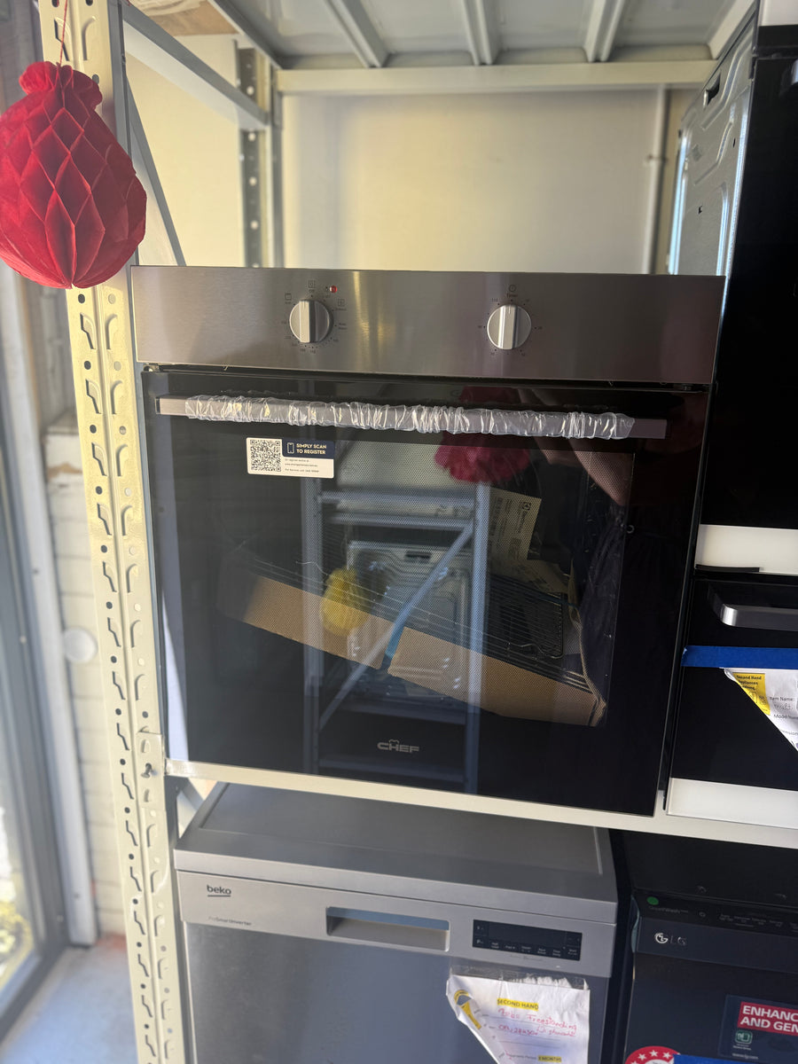 Factory second Chef 60cm Multi Function Fan Forced Electric Built-In Oven Model: CVE612SB - Second Hand Appliances Geebung