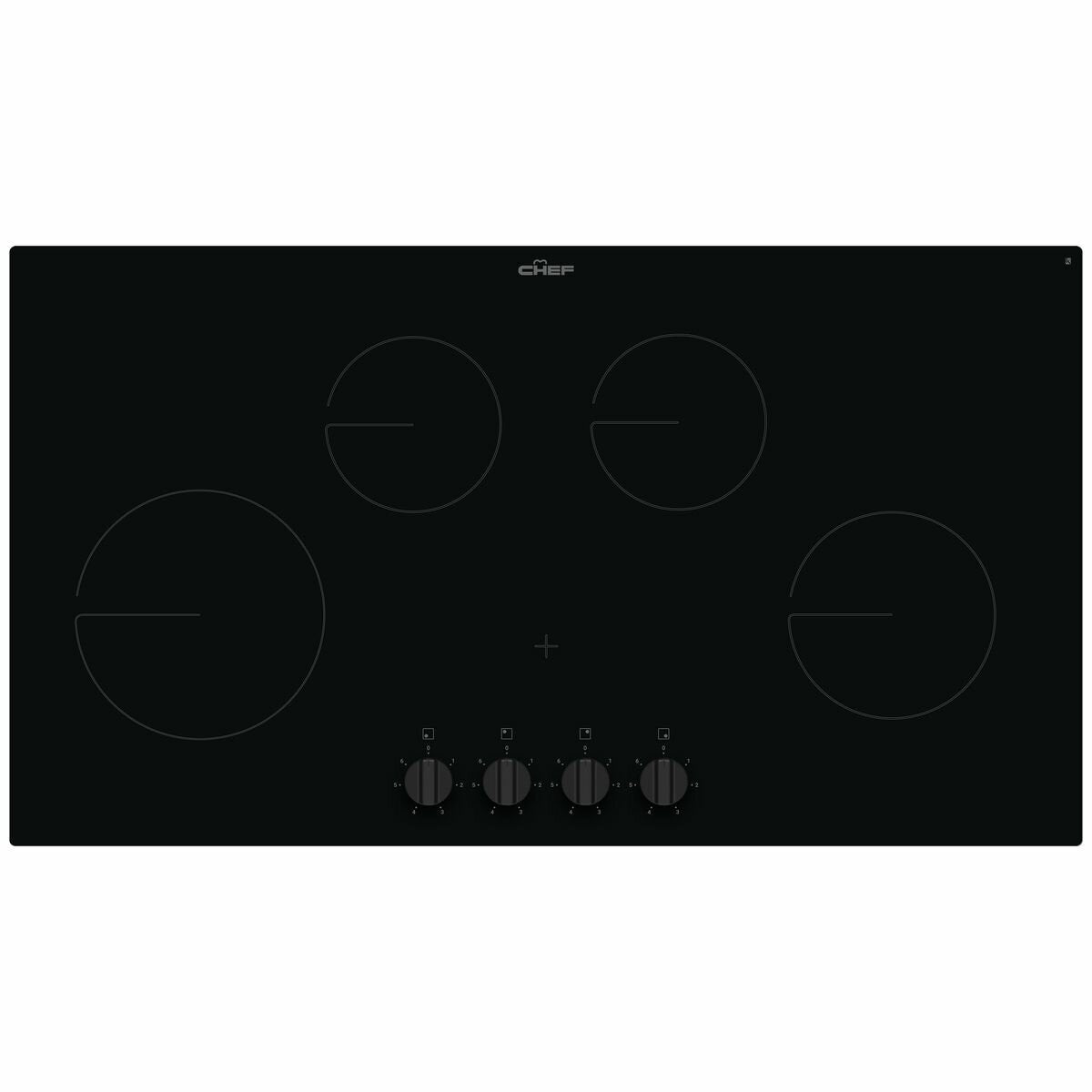 Factory second Chef 90cm 4-Zone Ceramic Cooktop – Black Glass CHC942BB - Second Hand Appliances Geebung