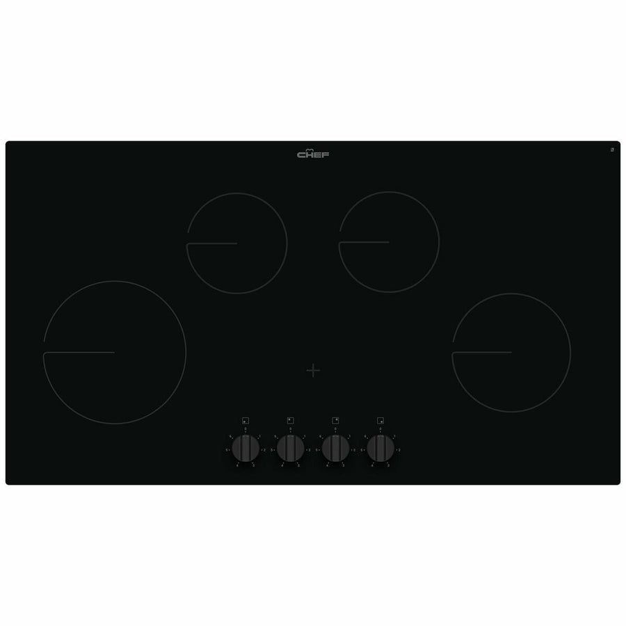 Factory second Chef 90cm 4-Zone Ceramic Cooktop – Black Glass CHC942BB - Second Hand Appliances Geebung