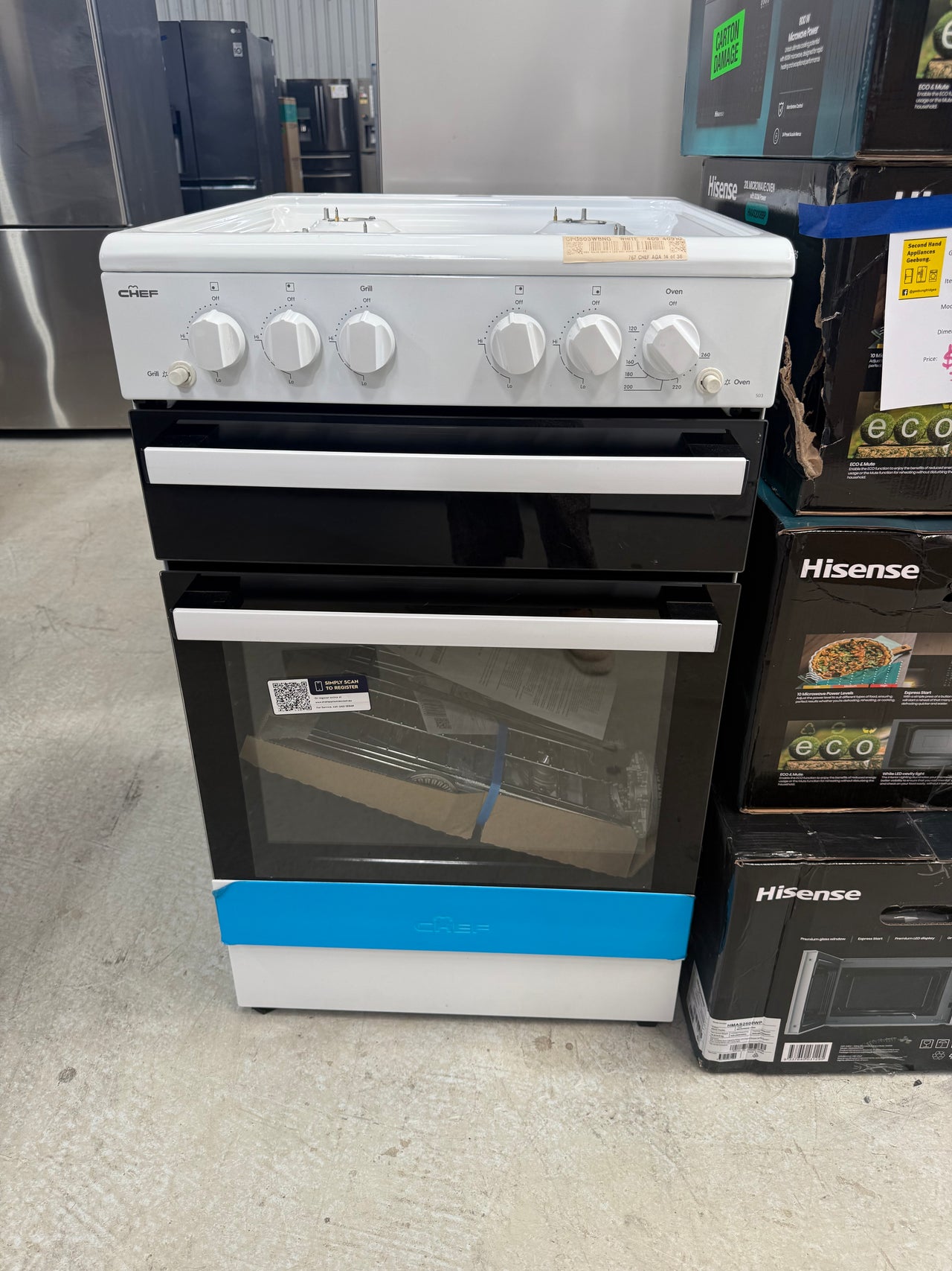 Factory second Chef CFG503WBNG – 54cm Freestanding Gas Oven/Stove - Second Hand Appliances Geebung