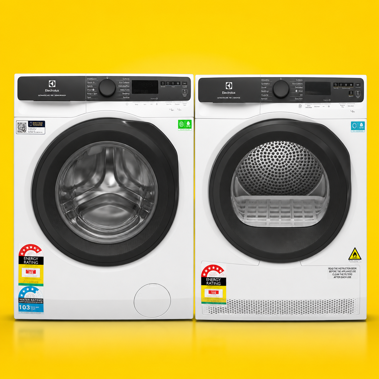 Factory second Electrolux UltimateCare 700 Matching Laundry Set – 12kg Washer + 8kg Heat Pump Dryer - Second Hand Appliances Geebung