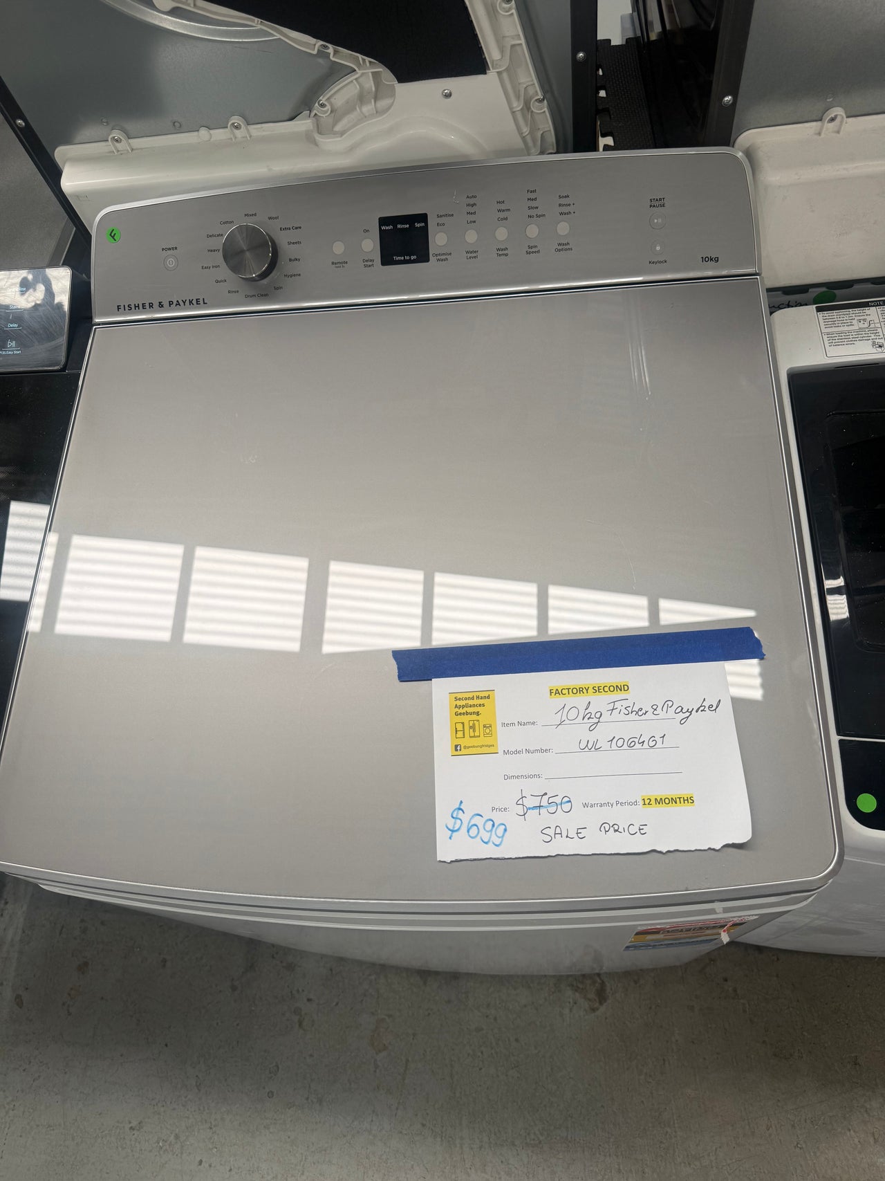 Factory second Fisher & Paykel 10kg Series 5 Top Load Washing Machine – WL1064G1 - Second Hand Appliances Geebung