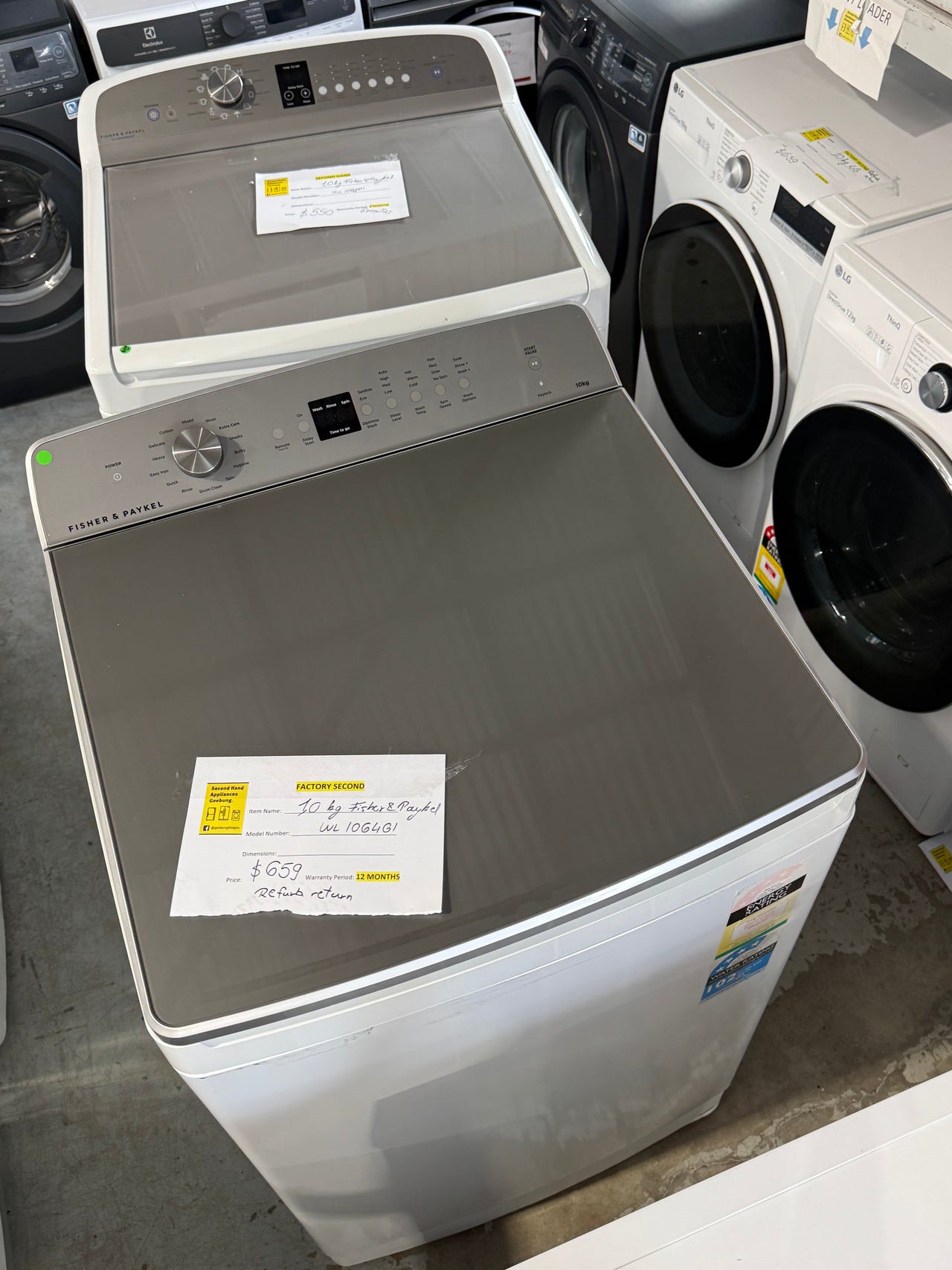 Factory second Fisher & Paykel 10kg Top Load Washing Machine  – WL1064G1 - Second Hand Appliances Geebung