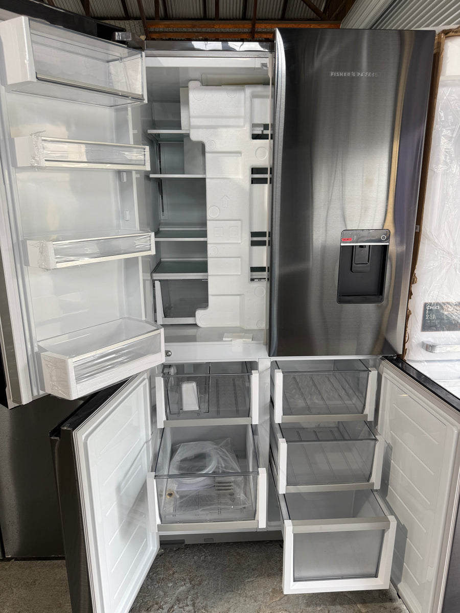 Factory second Fisher & Paykel 538L Quad Door Refrigerator Freezer – Black Stainless Steel  Model: RF605QNUVB1 - Second Hand Appliances Geebung