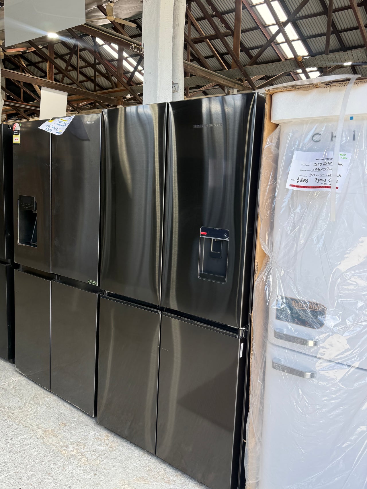 Factory second Fisher & Paykel 538L Quad Door Refrigerator Freezer – Black Stainless Steel  Model: RF605QNUVB1 - Second Hand Appliances Geebung