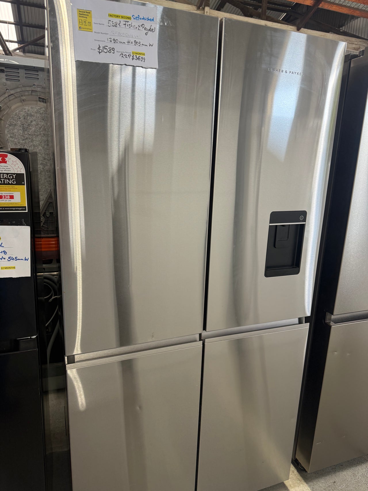 Factory second Fisher & Paykel 538L Quad Door Refrigerator – RF605QNUVX1 - Second Hand Appliances Geebung