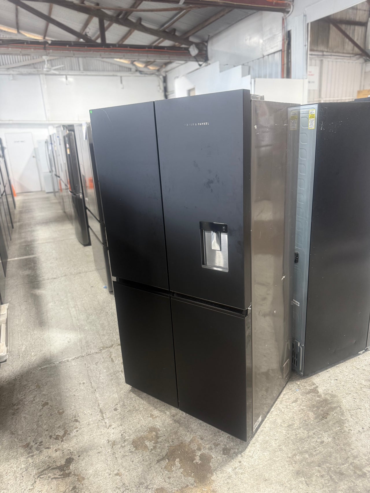 Factory second Fisher & Paykel 605L Quad Door Fridge – Black Glass Model: RF605QZUVB1 - Second Hand Appliances Geebung
