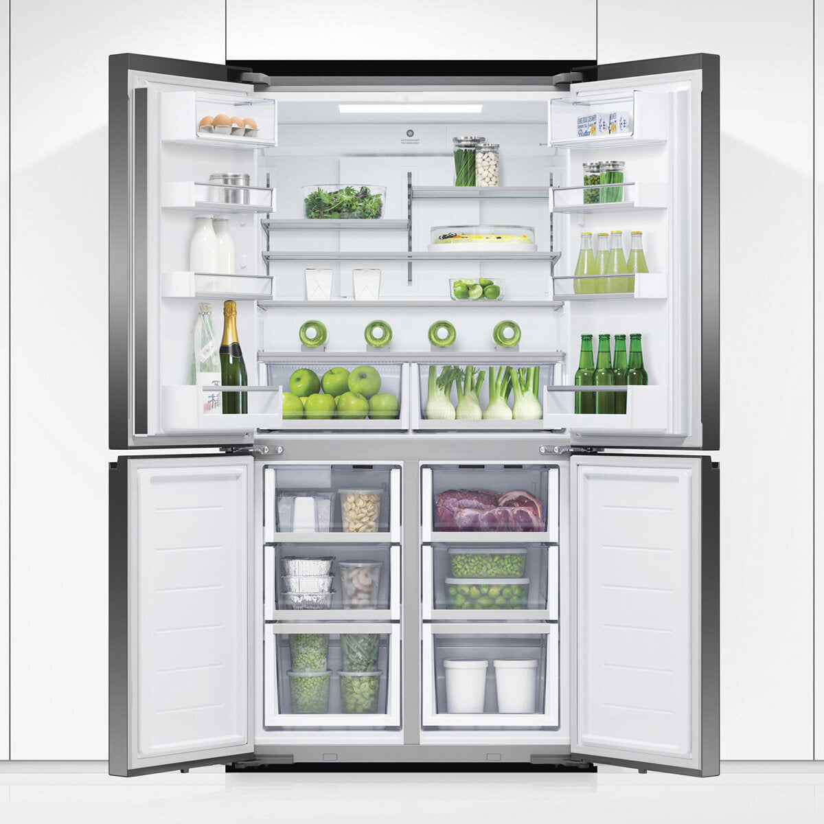 Factory second Fisher & Paykel 605L Quad Door Fridge – Black Glass Model: RF605QZUVB1 - Second Hand Appliances Geebung