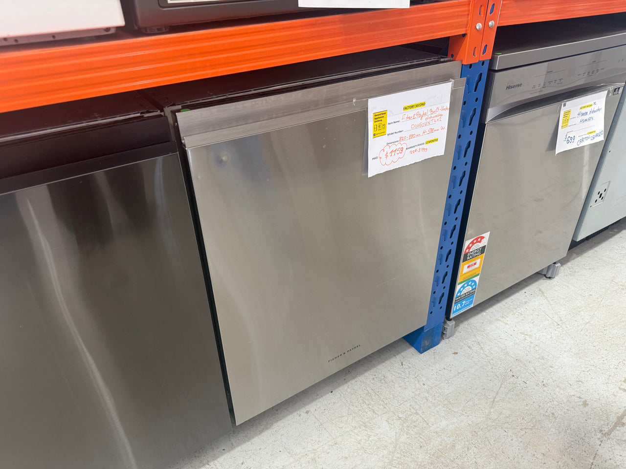 Factory second Fisher & Paykel 60cm Built-Under Dishwasher – DW60UNT4X2 - Second Hand Appliances Geebung