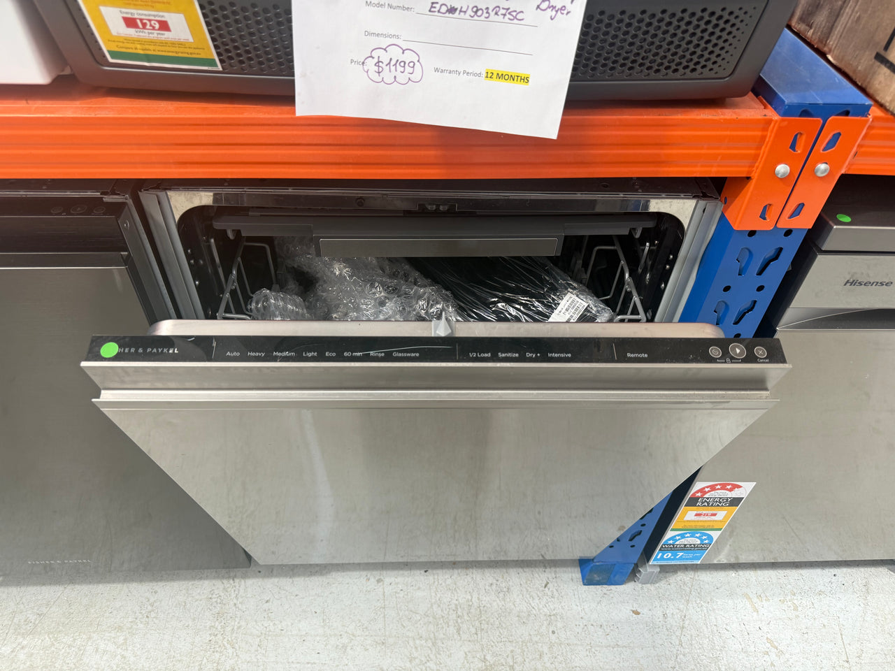 Factory second Fisher & Paykel 60cm Built-Under Dishwasher – DW60UNT4X2 - Second Hand Appliances Geebung