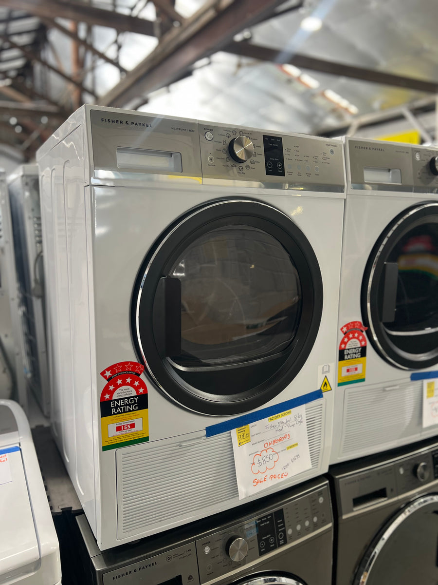 Factory second Fisher&Paykel 8kg Heat Pump Dryer Model: DH8060P3 - Second Hand Appliances Geebung