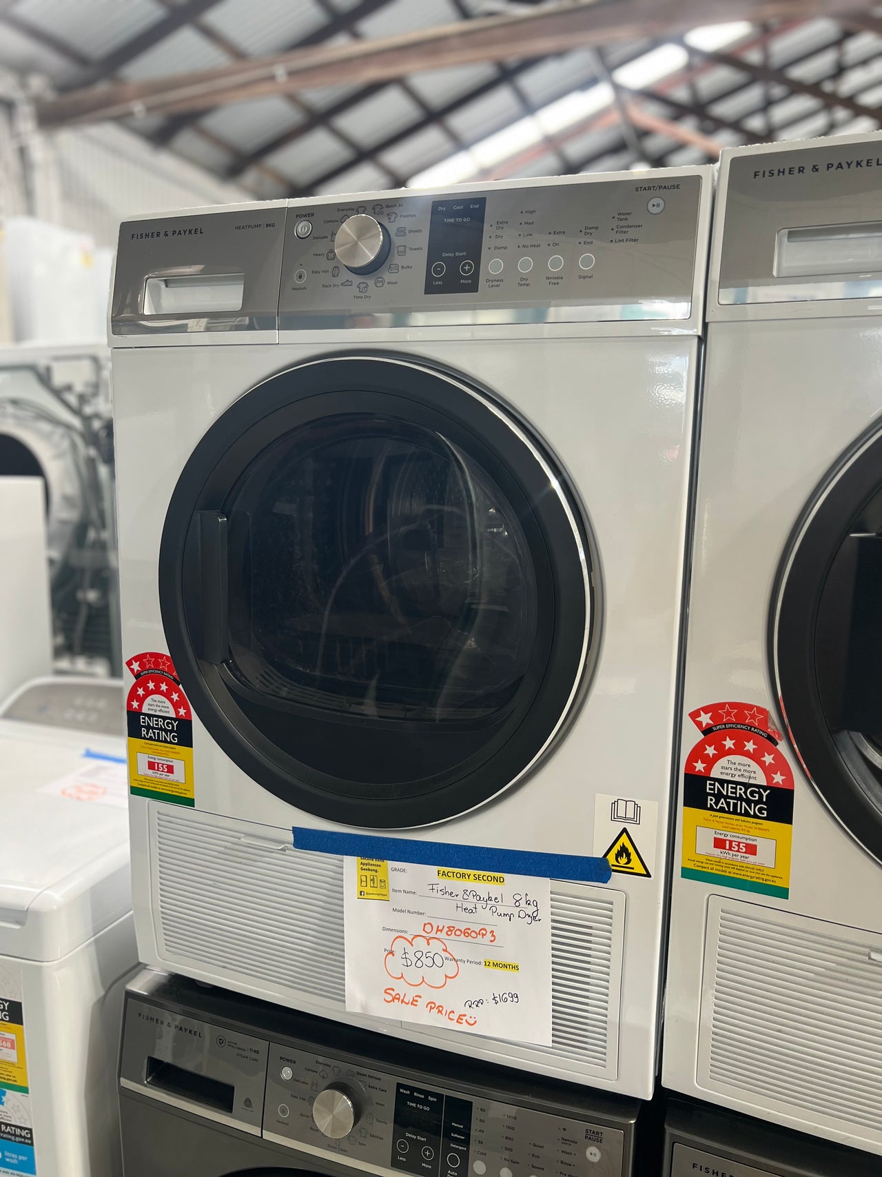 Factory second Fisher&Paykel 8kg Heat Pump Dryer Model: DH8060P3 - Second Hand Appliances Geebung