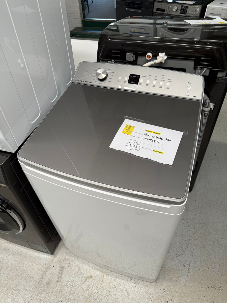 Factory second Fisher & Paykel 8kg Top Load Washer WL8058G1 - Second Hand Appliances Geebung