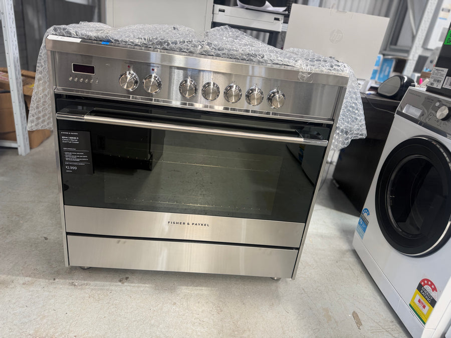 Factory second Fisher & Paykel 90cm Dual Fuel Freestanding Cooker – OR90SCG1X1 - Second Hand Appliances Geebung