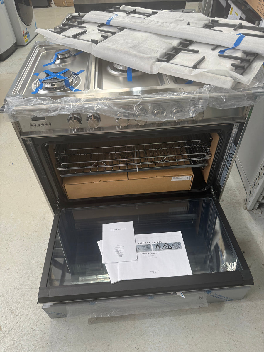 Factory second Fisher & Paykel 90cm Freestanding Dual Fuel Cooker OR90SCG4X1 - Second Hand Appliances Geebung