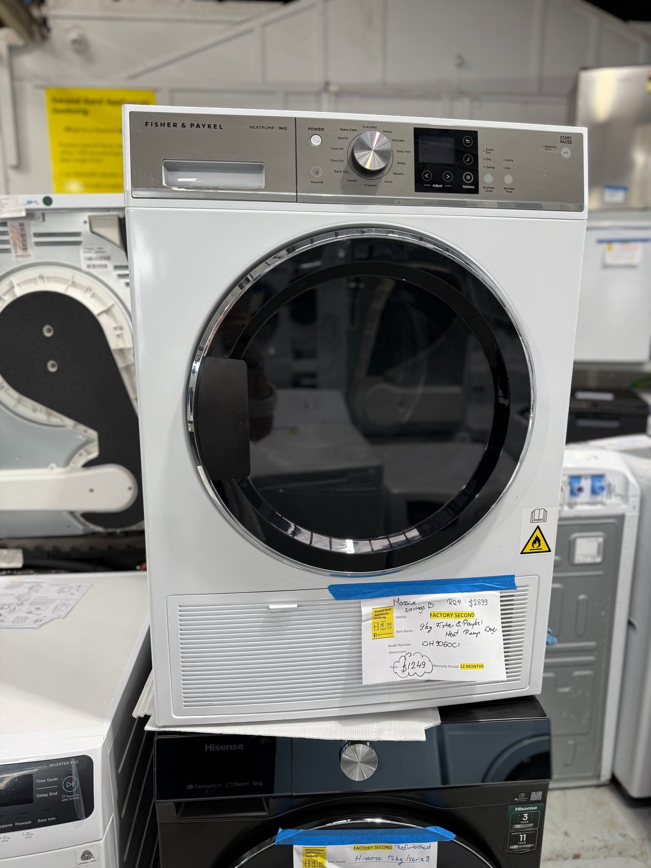 Factory second Fisher & Paykel 9kg Heat Pump Condensing Dryer Model: DH9060C1 - Second Hand Appliances Geebung