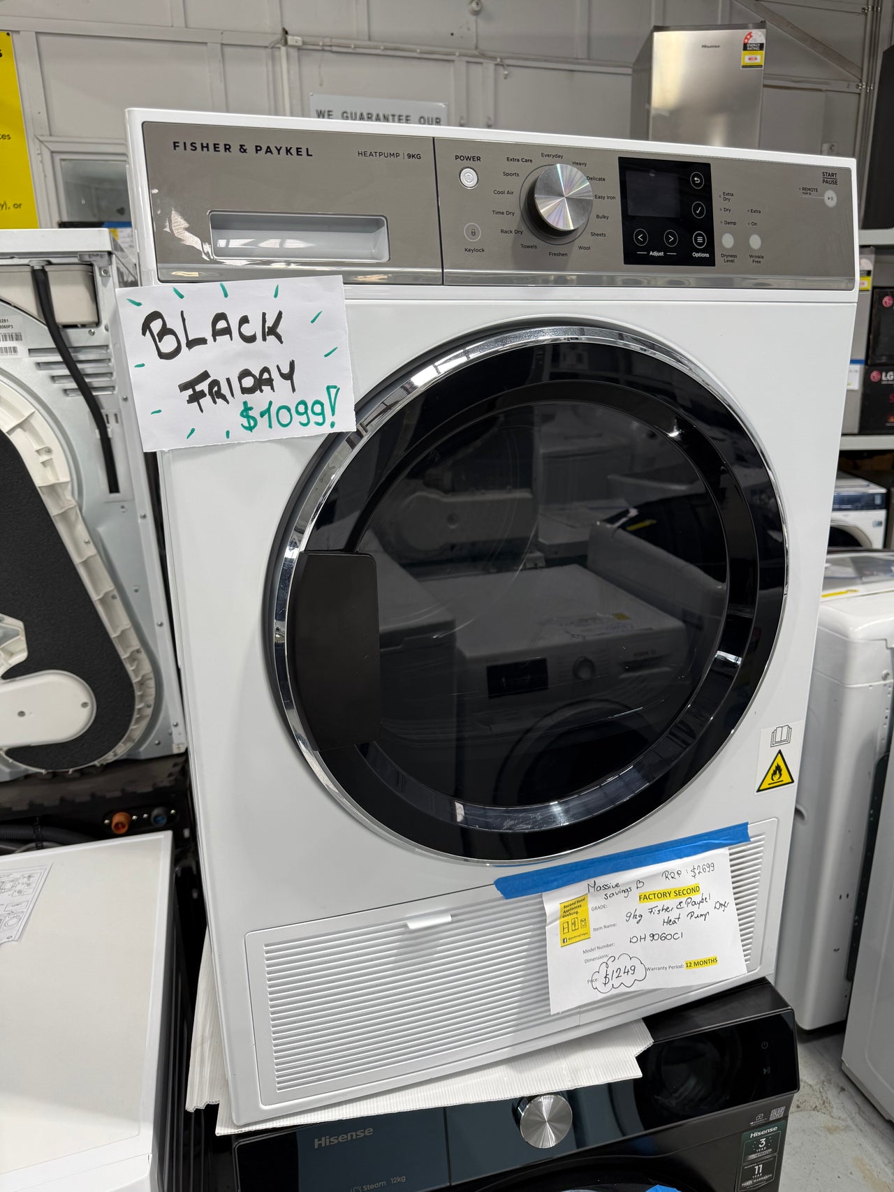 Factory second Fisher & Paykel 9kg Heat Pump Condensing Dryer Model: DH9060C1 - Second Hand Appliances Geebung