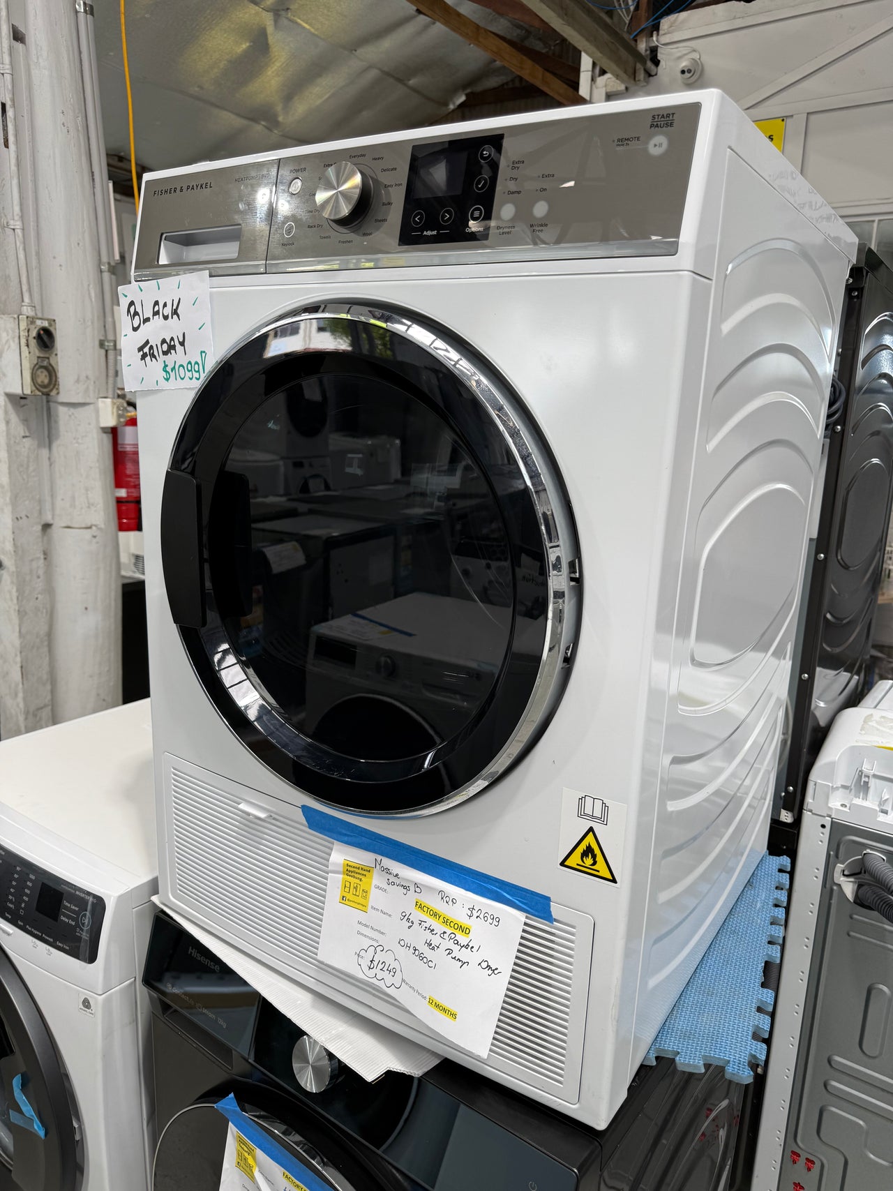 Factory second Fisher & Paykel 9kg Heat Pump Condensing Dryer Model: DH9060C1 - Second Hand Appliances Geebung