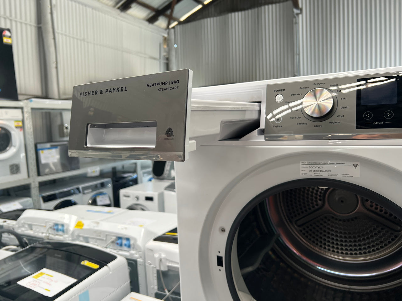 Factory second Fisher&Paykel 9kg Heat Pump Dryer White with Steam Care Model: DH9060FS1 - Second Hand Appliances Geebung