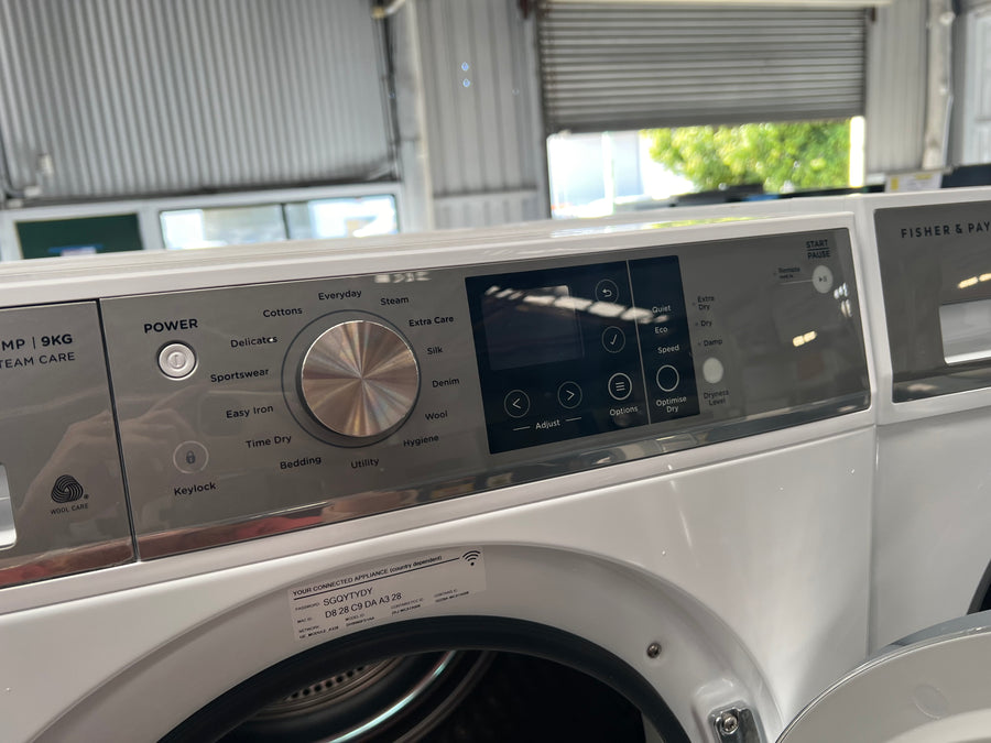 Factory second Fisher&Paykel 9kg Heat Pump Dryer White with Steam Care Model: DH9060FS1 - Second Hand Appliances Geebung