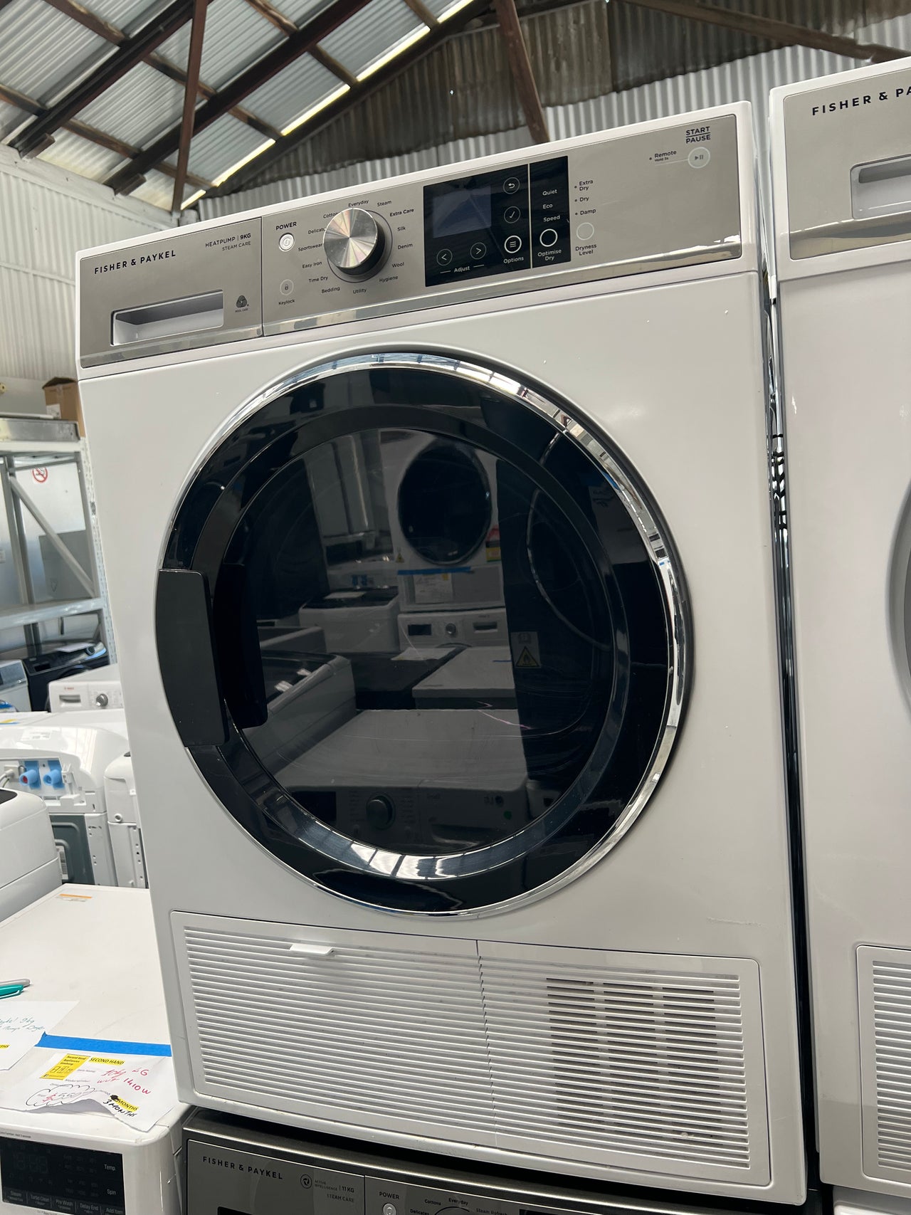 Factory second Fisher&Paykel 9kg Heat Pump Dryer White with Steam Care Model: DH9060FS1 - Second Hand Appliances Geebung