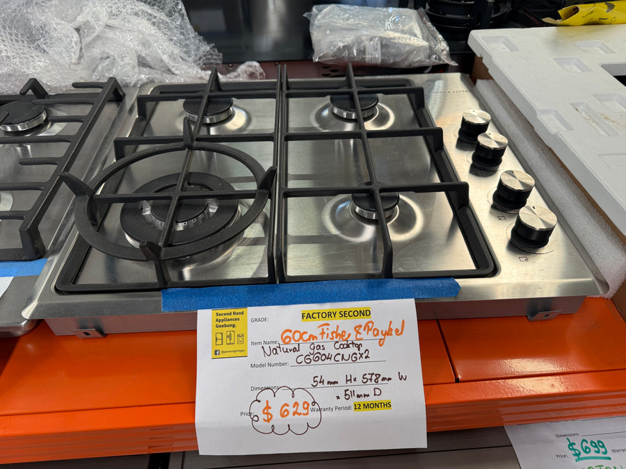 Factory second Fisher&Paykel CG604CNGX2 60cm Natural Gas Cooktop - Second Hand Appliances Geebung
