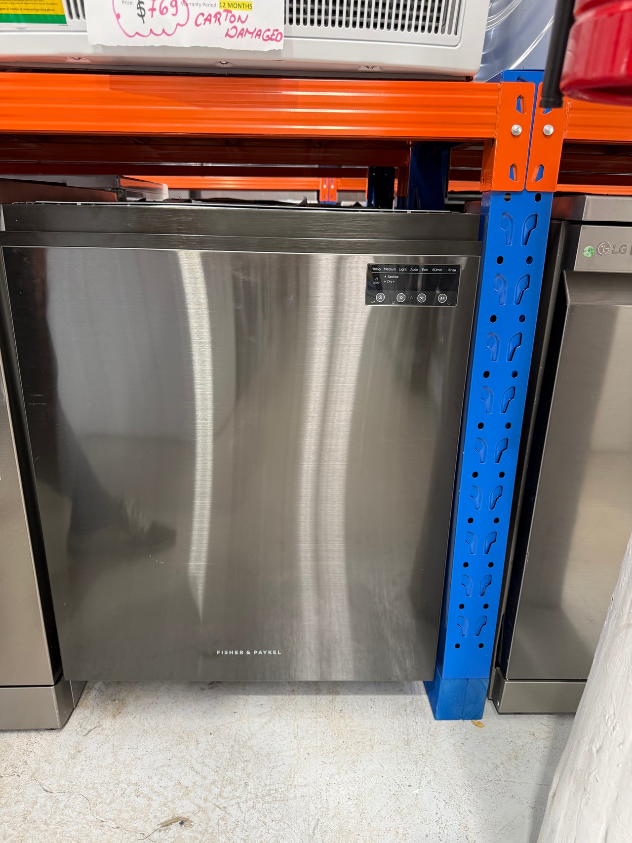 Factory second Fisher &Paykel DW60UN2B2 60cm built-under dishwasher/Black steel - Second Hand Appliances Geebung