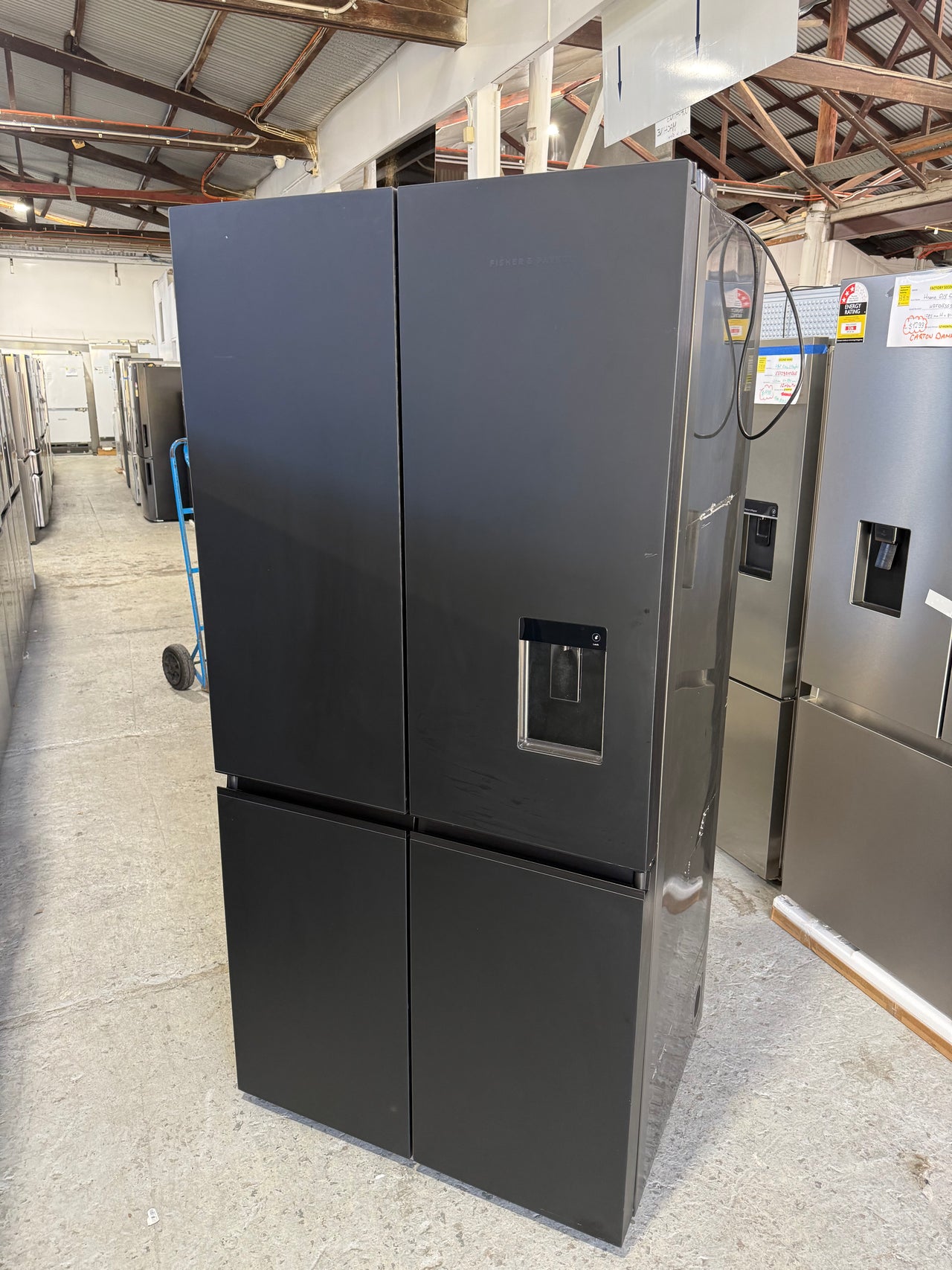 Factory second Fisher&Paykel RF730QZUVB1 690L Quad Door Fridge Freezer – Matte Black - Second Hand Appliances Geebung