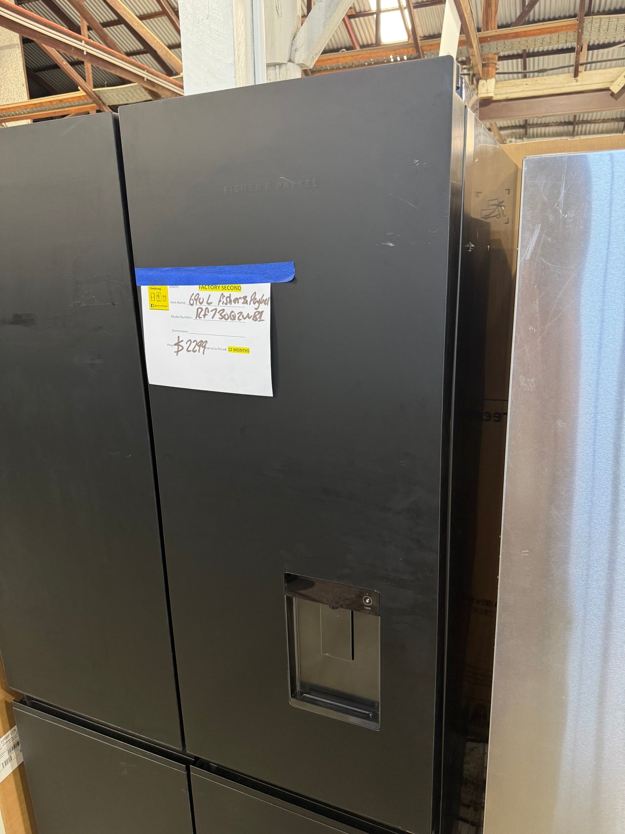 Factory second Fisher&Paykel RF730QZUVB1 690L Quad Door Fridge Freezer – Matte Black - Second Hand Appliances Geebung