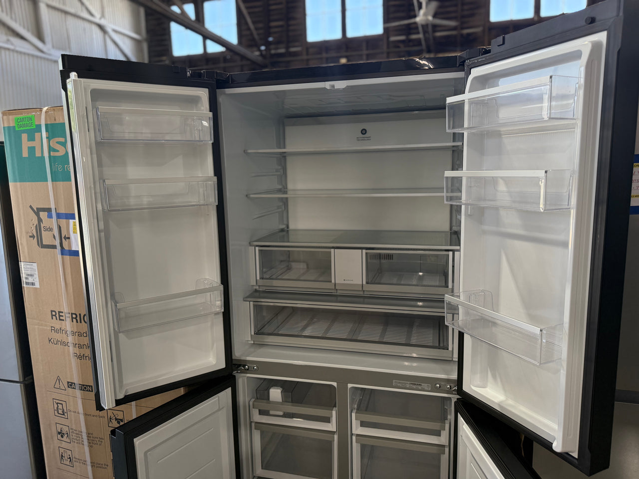 Factory second Fisher & Paykel RF730QZUVB1 690L Quad Door Fridge (Matte Black Glass) - Second Hand Appliances Geebung