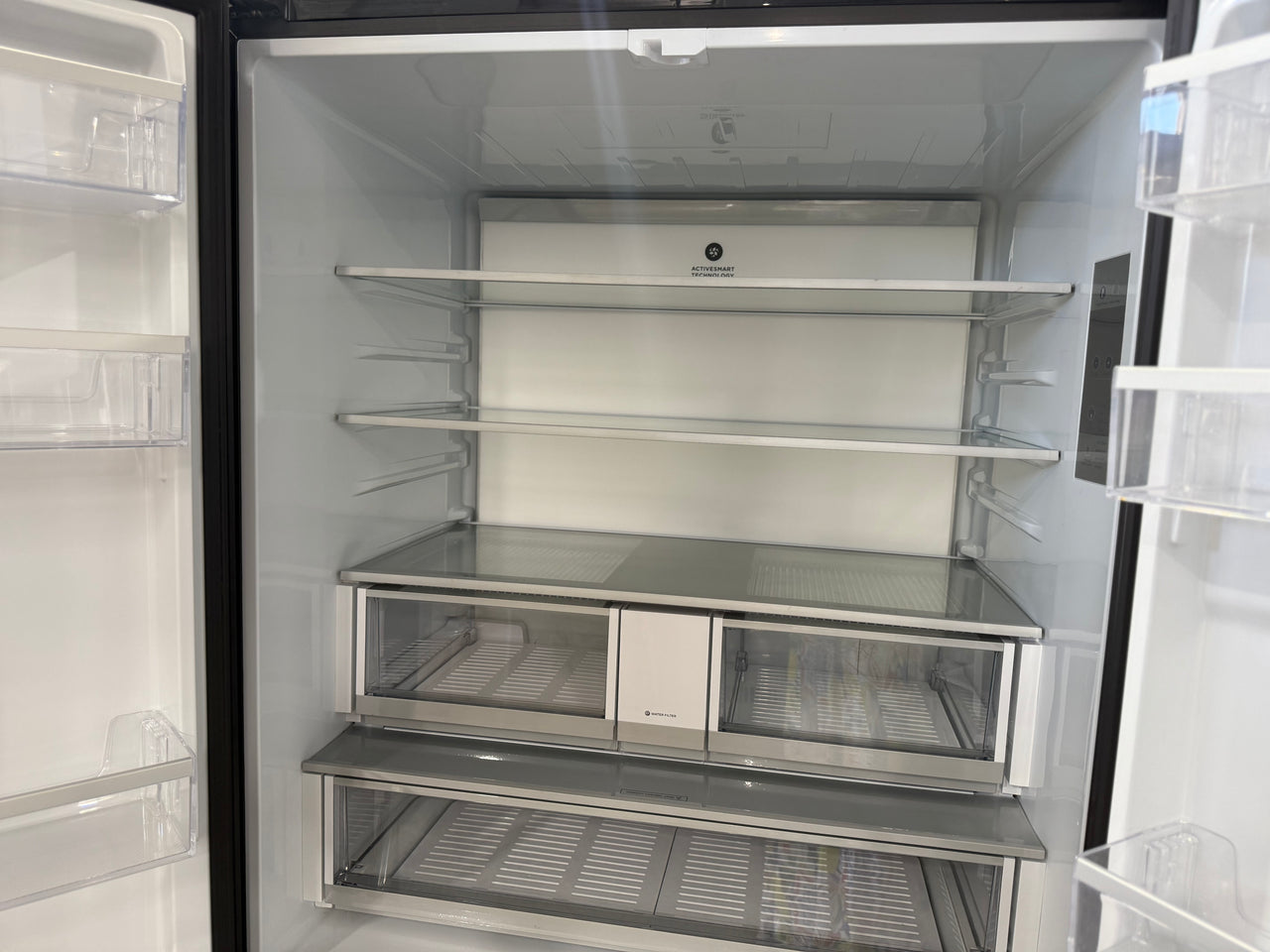 Factory second Fisher & Paykel RF730QZUVB1 690L Quad Door Fridge (Matte Black Glass) - Second Hand Appliances Geebung