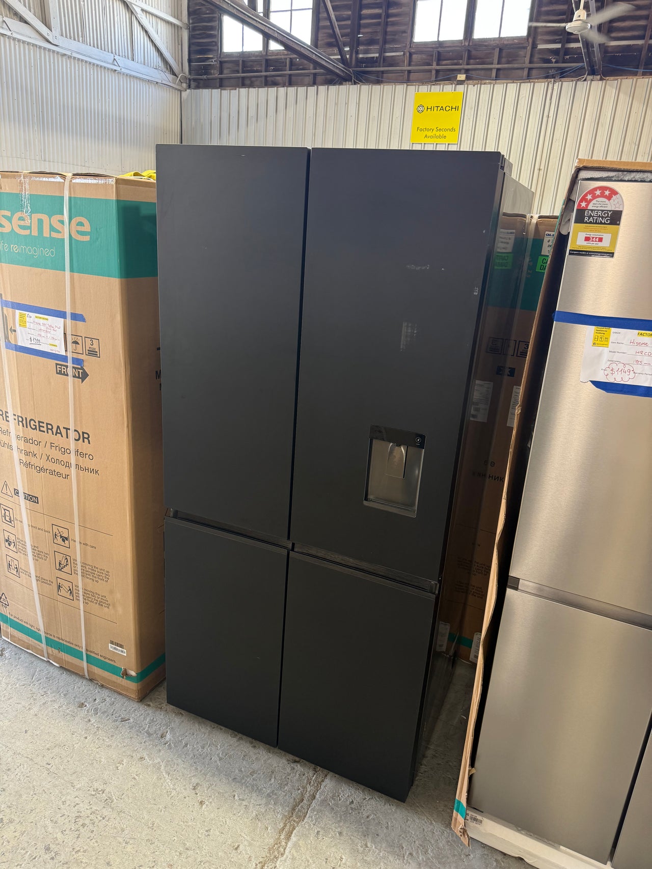 Factory second Fisher & Paykel RF730QZUVB1 690L Quad Door Fridge (Matte Black Glass) - Second Hand Appliances Geebung