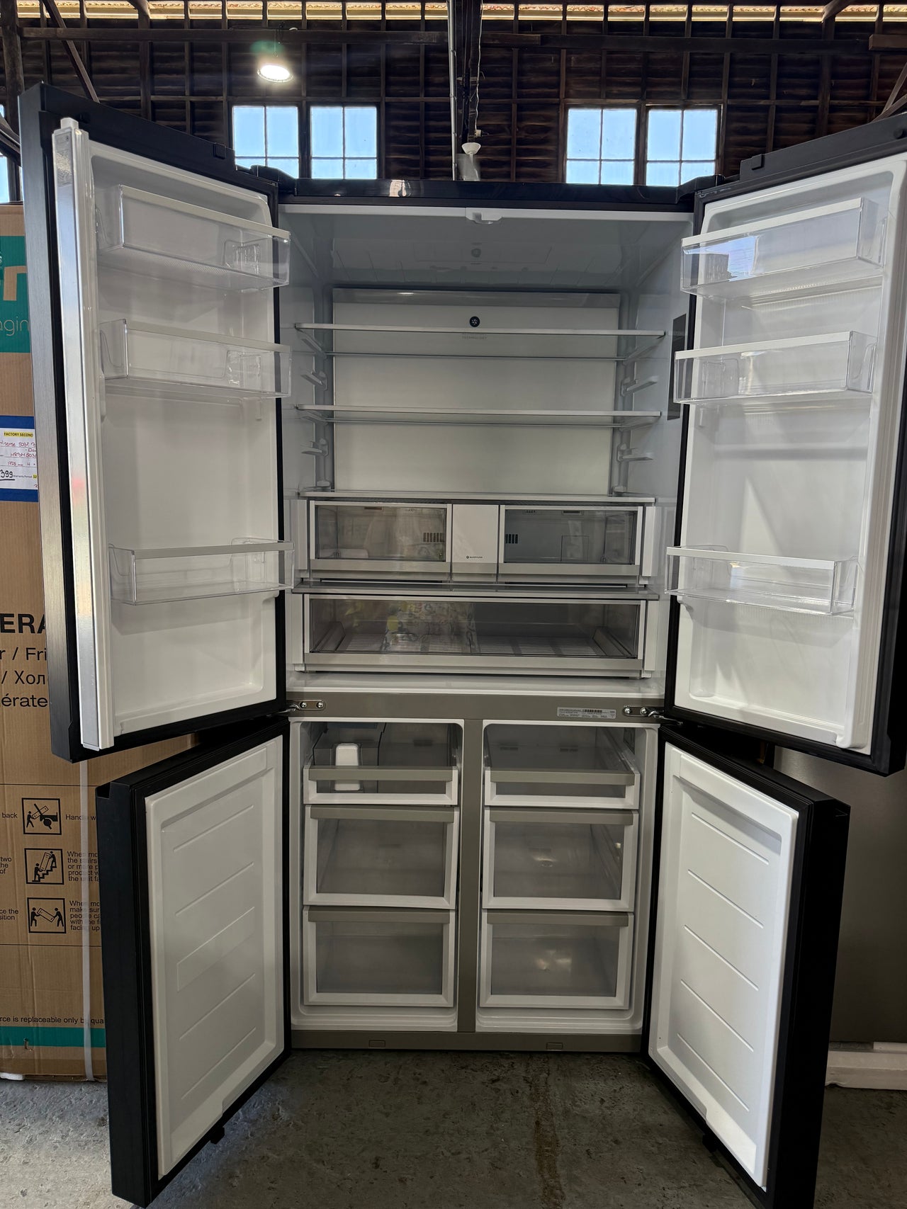 Factory second Fisher & Paykel RF730QZUVB1 690L Quad Door Fridge (Matte Black Glass) - Second Hand Appliances Geebung