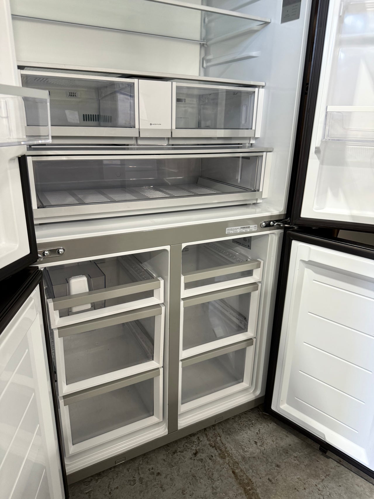 Factory second Fisher & Paykel RF730QZUVB1 690L Quad Door Fridge (Matte Black Glass) - Second Hand Appliances Geebung