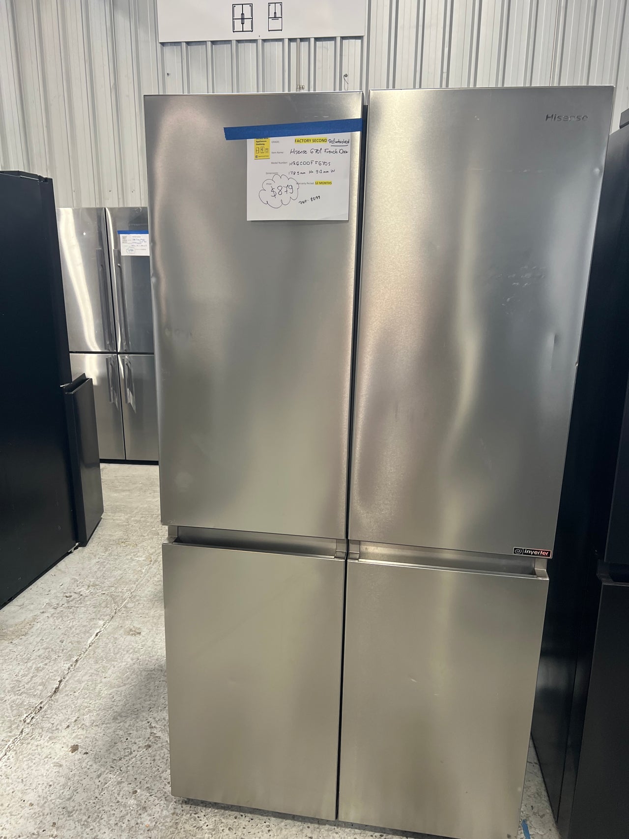 Factory second HISENSE HR6CDFF670S 670L Quad Door Fridge - Second Hand Appliances Geebung