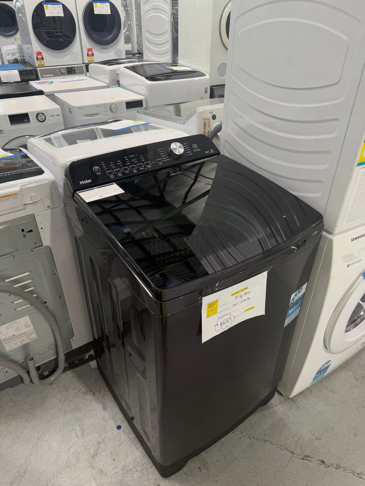 Factory second Haier 10kg Top Load Washing Machine Model: HWT10ANB1 - Second Hand Appliances Geebung